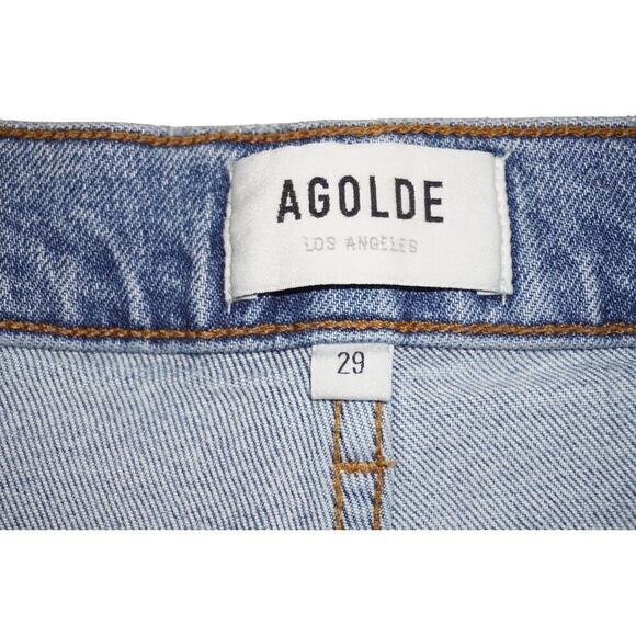 AGOLDE Riley High Rise Distressed Jeans Women’s Size 29 Blue Button Fly - Picture 6 of 7